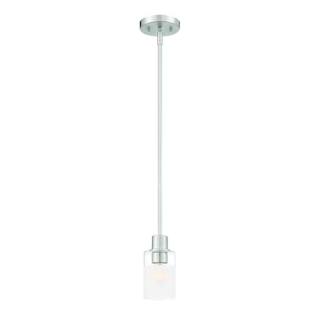Designers Fountain Cedar Lane 60 Watt 1 Light Brushed Nickel Pendant with Clear Etched Glass Shade D236M-4P-BN